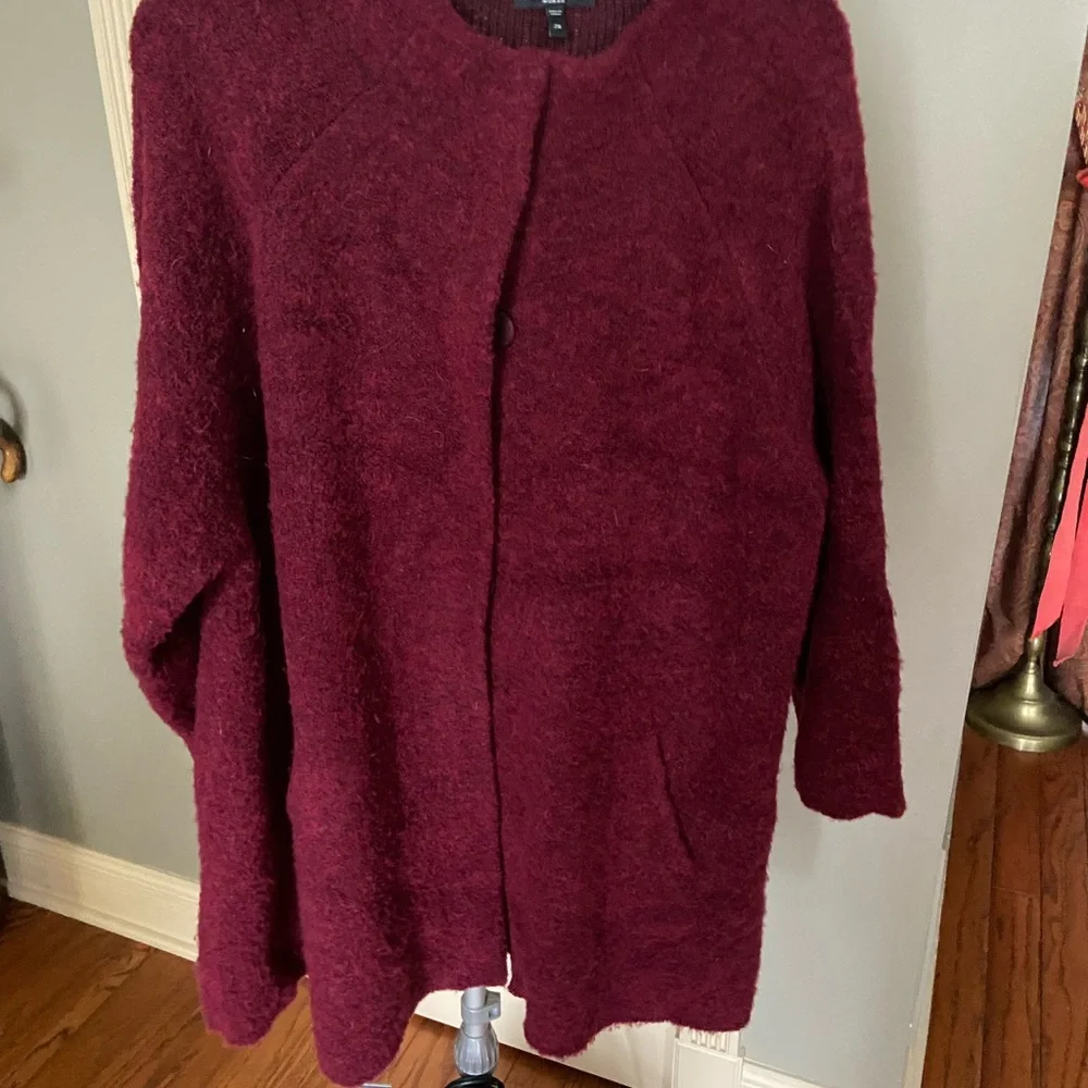 Women's Wool Eileen Fisher Burgundy Sweater - Picture 5 of 9